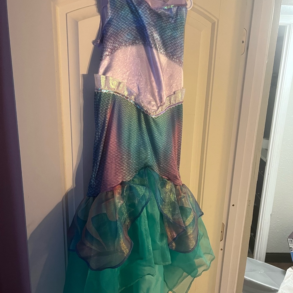 Ariel Little Mermaid Costume for Kids - Purple and Teal with red wig